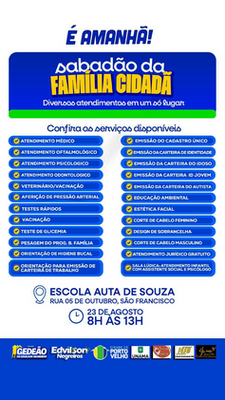 População de Porto Velho terá serviços gratuitos em evento no sábado 23